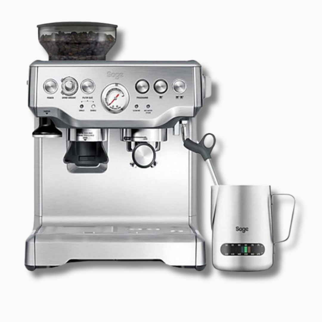 Silver Sage The Barista Express Espresso Machine With Temp Control Milk Jug